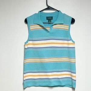 NWT Women's Ralph Lauren Blue Striped Tank Top Polo Sweater Vest size Large